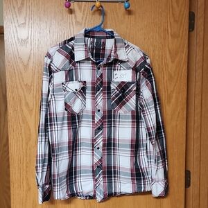 Bke reclaim Red and Black Plaid Men's Shirt M number 537...Snaps